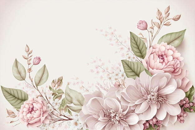 Soft Pink flowers for wedding background. Valentine's day flowers background. AI Generated