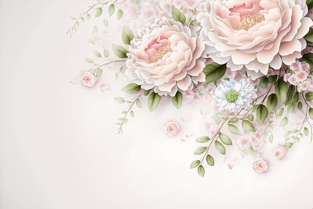 Soft Pink flowers for wedding background. Valentine's day flowers background. AI Generated