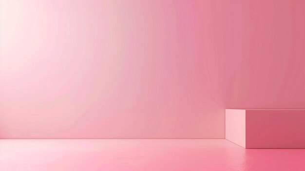 Soft Pink Gradient Background with White Box on Floor