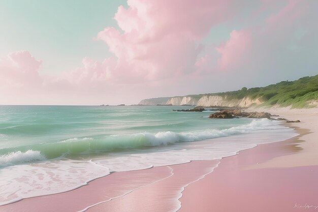 Photo soft pink and pale green shoreline