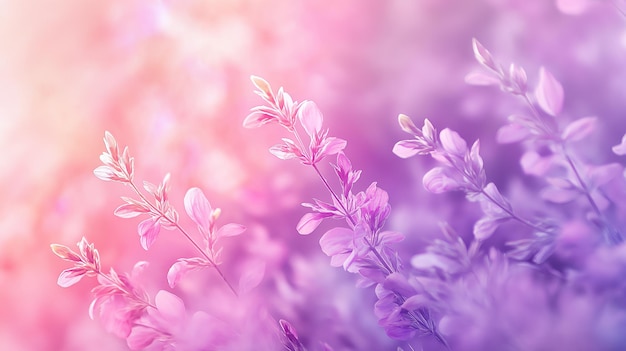 Soft pink and purple flower buds in a blurred background