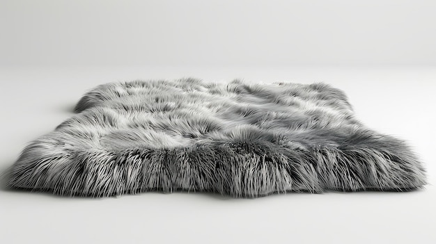 Photo a soft and plush gray fur rug ready for a cozy afternoon on the transparent background