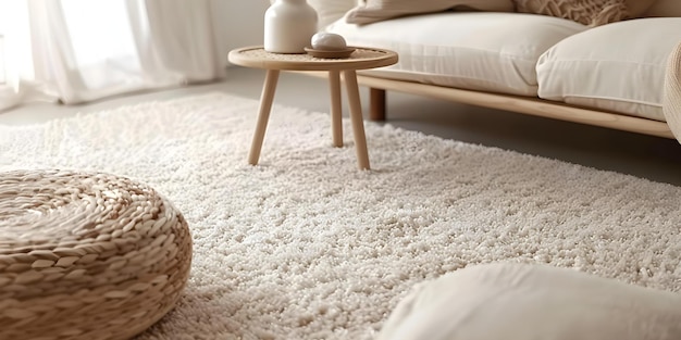 Photo soft plush whitebeige carpet creates cozy tranquil ambiance ideal for any space concept home decor carpet design cozy spaces interior design