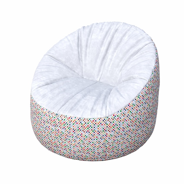 soft pouf isolated on white background, interior furniture, 3D illustration, cg render