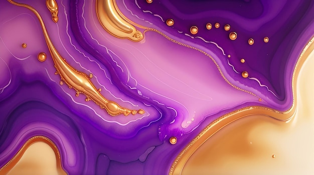 Soft purple color liquid Alcohol Ink gold dripping gold fantasy seamless hyper realistic intricate