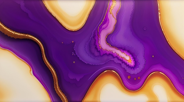 Soft purple color liquid Alcohol Ink gold dripping gold fantasy seamless hyper realistic intricate