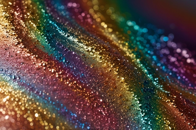 Soft rainbow glitter waves with a reflective surface