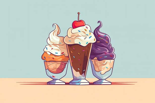 Soft serve ice cream illustration Food illustration Generative AI