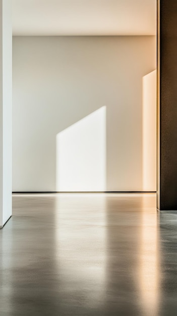 Soft shadows and reflections cast on a polished floor in a minimalistic interior space during daylight