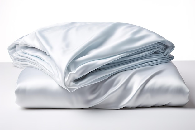 Soft Silky Sheets Folded and Ready for a Restful Night on a Clear PNG or White Background