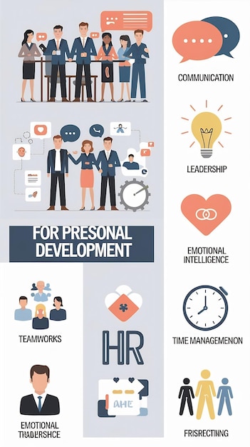 Photo soft skills and personal development for professionals and hr concept with teamwork communication