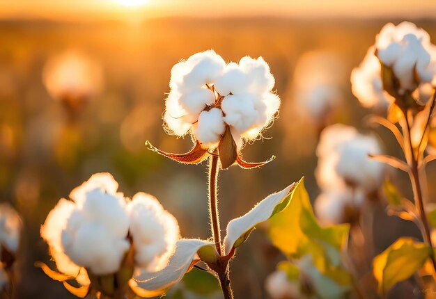 Photo soft sunlight on mature cotton bolls with unnecessary grains