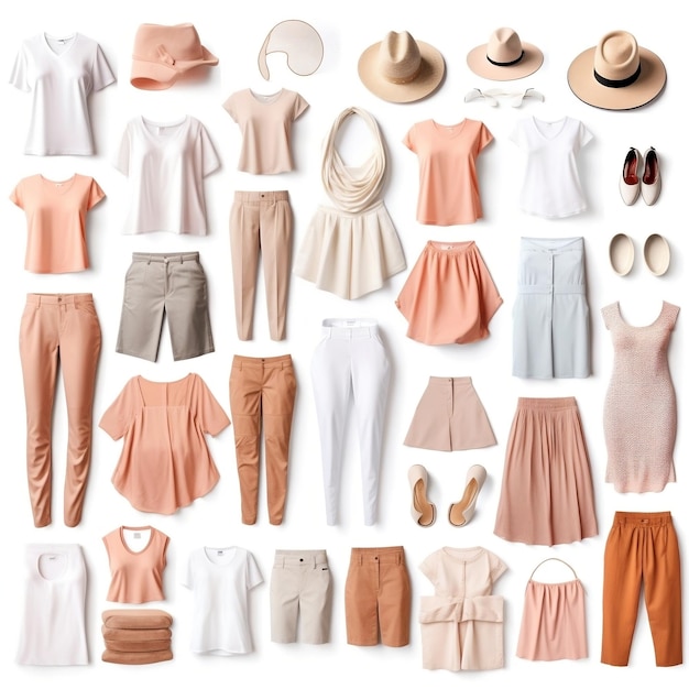 Soft Tones Collage of Women's Apparel in Delicate Colors Generative AI