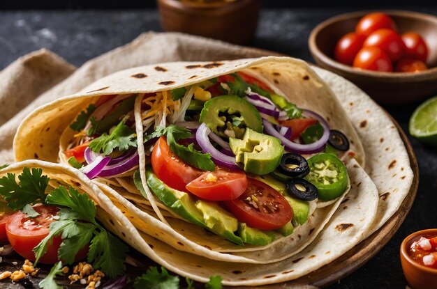 Soft tortillas served with a variety of fresh dips