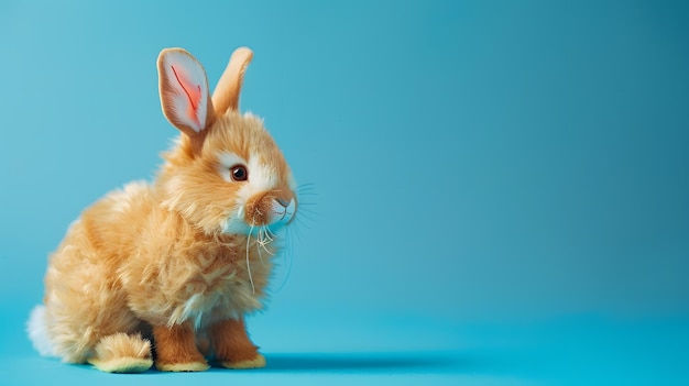 soft toy rabbit Easter Bunny on a blue background Generative AI