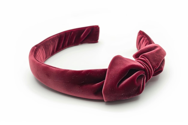 Soft velvet burgundy headband with a bow designed for stylish hairstyles in winter fashion