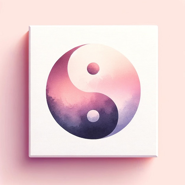 Soft Watercolor Yin Yang in Pastel Pink Modern Minimalist Art with Gradients and Clean Lines