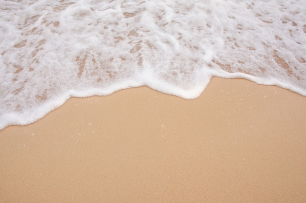 Soft wave of sea on empty sandy beach Background with copy space