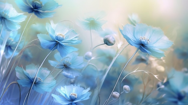 Soft whimsical ethereal flowers background Generative AI