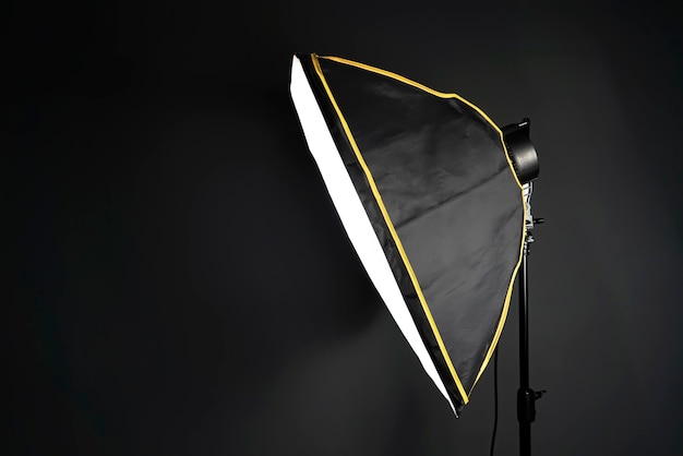 Softbox in a photo studio on black