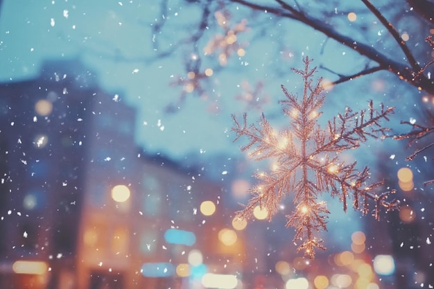 Photo softfocused snowflakes in a cozy winter landscape