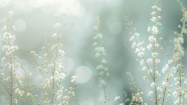 Softly Blurred Botanical Background with White Flowers