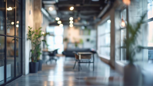 A softly focused image of a contemporary office interior suggesting a calm and modern work