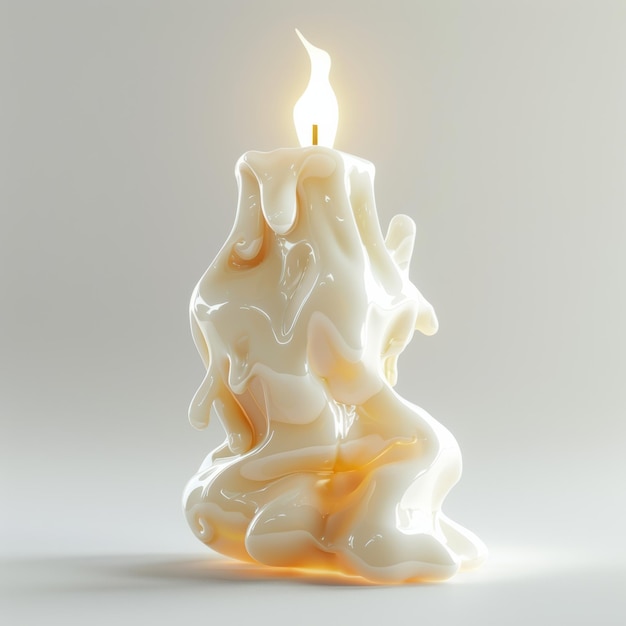 Photo softly glowing frosted candle with melting wax on a serene backdrop