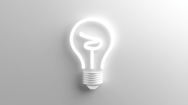 Softly Glowing Lightbulb Symbol in White on White Background Creative Concept Design