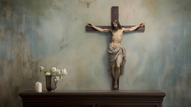 Softly Lit Devotion A Peaceful Wallpaper of Christ