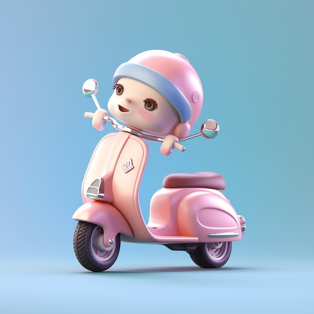 Softly Lit Tiny Cute Isometric Vespa Emoji Generative AI