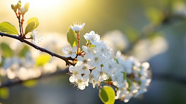 Softly lit white cherry blossoms herald the beginning of a vibrant spring