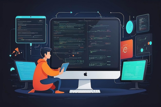 Software code testing concept illustration