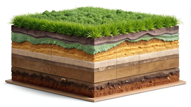 Photo soil layers with geological ground structure and materials outline diagram transparent background