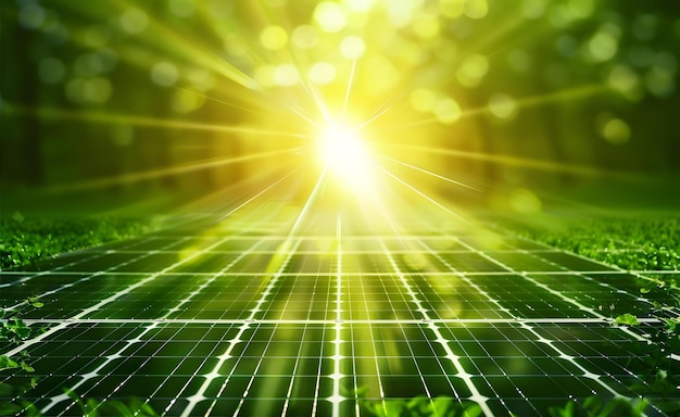 Photo solar cell with sunlight background green energy or safe energy solar power station