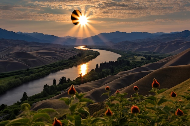 Solar Eclipse During Golden Hour