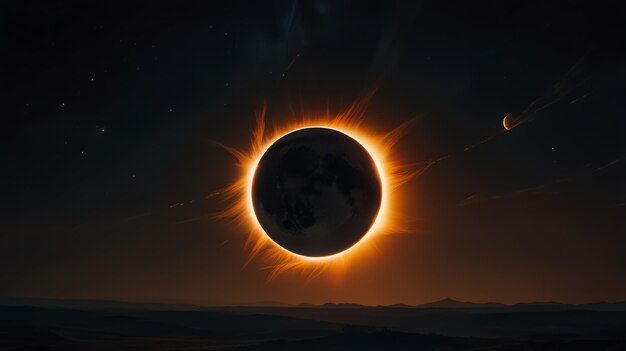 Photo a solar eclipse is seen in this image