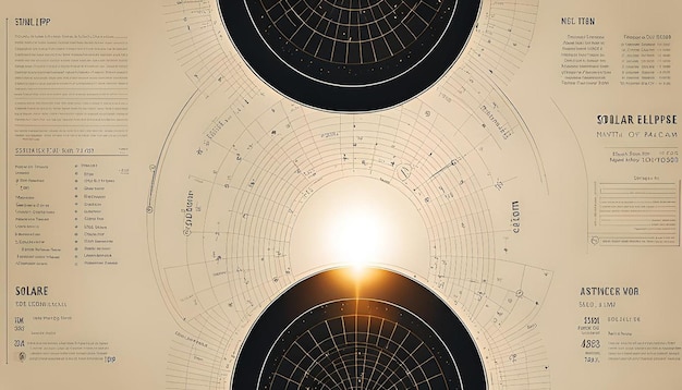 Photo solar eclipse with astronomical charts