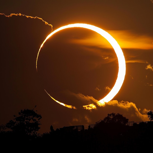 Solar Eclipse with Light Halo and Black Space Background