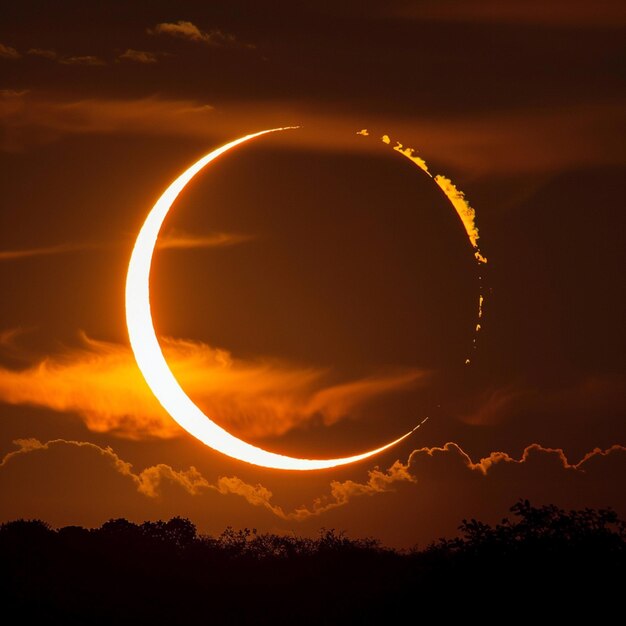 Solar Eclipse with Light Halo and Black Space Background