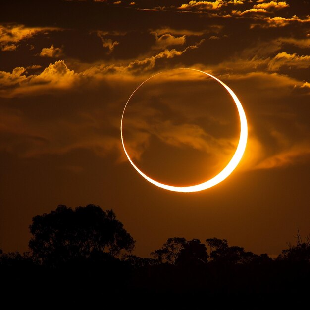 Solar Eclipse with Light Halo and Black Space Background