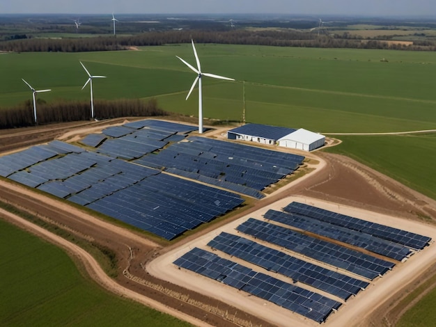 a solar farm with the word quot solar quot on the roof