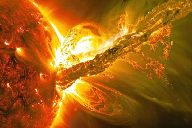 Photo a solar flare captured in highdefinition against a plain background highlighting astronomical phenomena