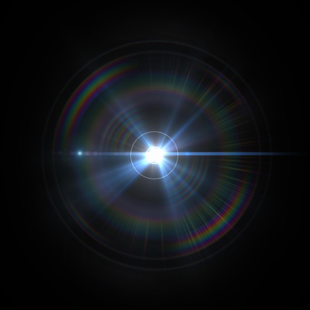 Photo solar lens flare light special effect on black background