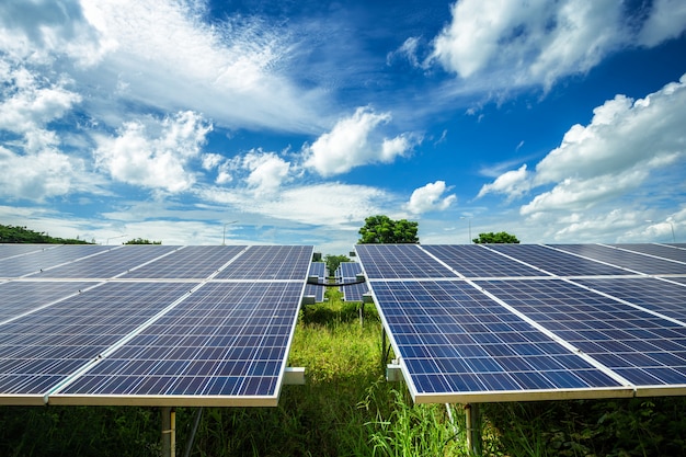 Solar panel on blue sky 