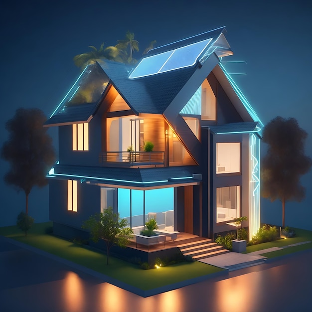 Solar panel house Generate Ai