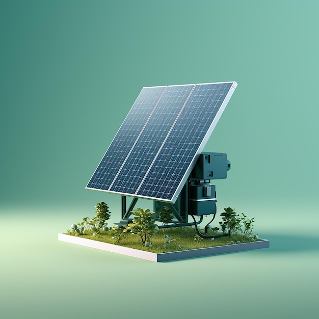 Solar panel image for clean energy installation with inverter