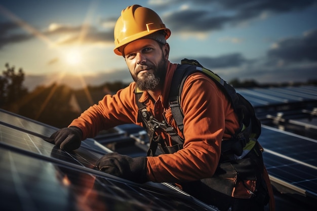 Solar Panel Installation by a Solar Power Engineer Generative AI