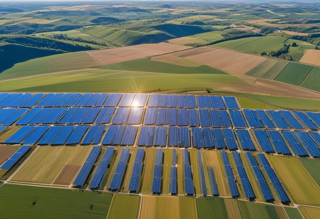 Photo a solar panel is shown with the sun shining on the ground