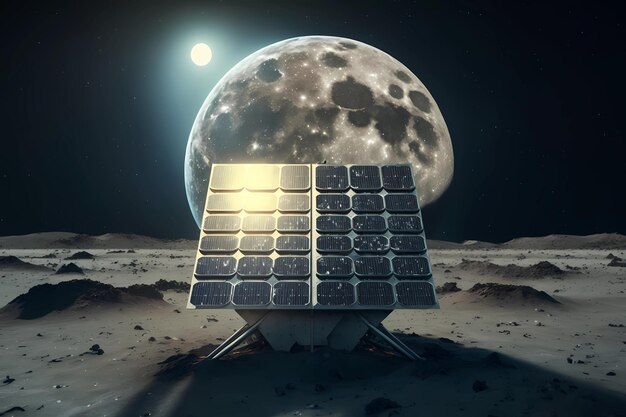 Solar panel on the moon lunar Alternative futuristic power electric Innovation space technology